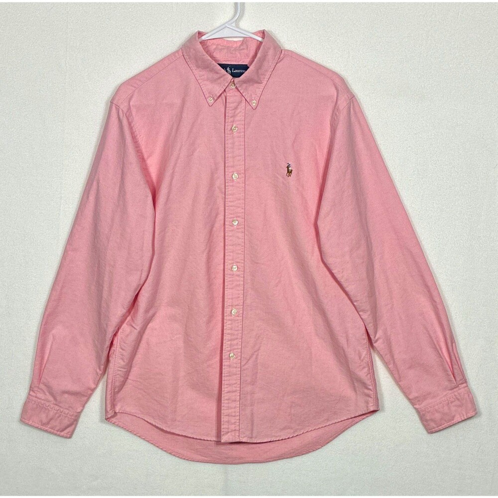 Vintage Ralph Lauren Custom Fit Pink Button-Down Shirt Men's L Long Sleeve